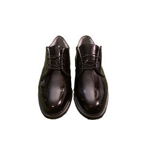 Bates Mens 12 High Gloss Oxford Dress Shoes Black Patent Leather Military